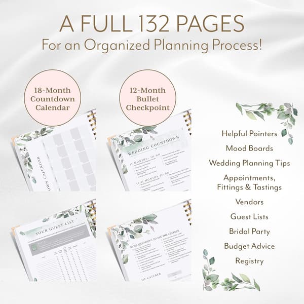 Bröllops Planner för Bruden - Bröllopsplaneringsbok och Organiserare, Bröllops Plannerbok & Pärm med Bröllops Nedräkningskalender