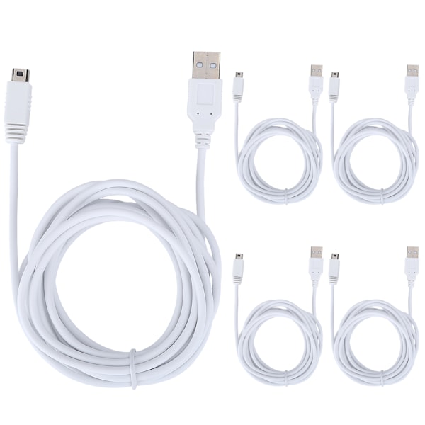 5 kpl 3 m:n USB-datakaapeli WIIU-pelikonsolin latauskaapeli Pelilisävarusteet