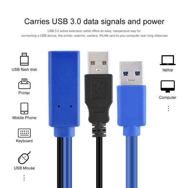 USB3.0 han til hun højhastighedsforlængeradapterkabel (blå 8m)