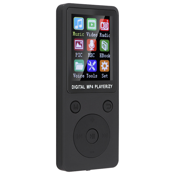T1 Musik MP3 MP4 Afspiller 8G Bluetooth Understøtter 32G Hukommelseskort Runde Knapper Sort