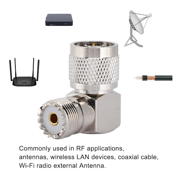 N hann til M hunn rettvinklet koaksialadapter antenneadapter for UHF-kontakt