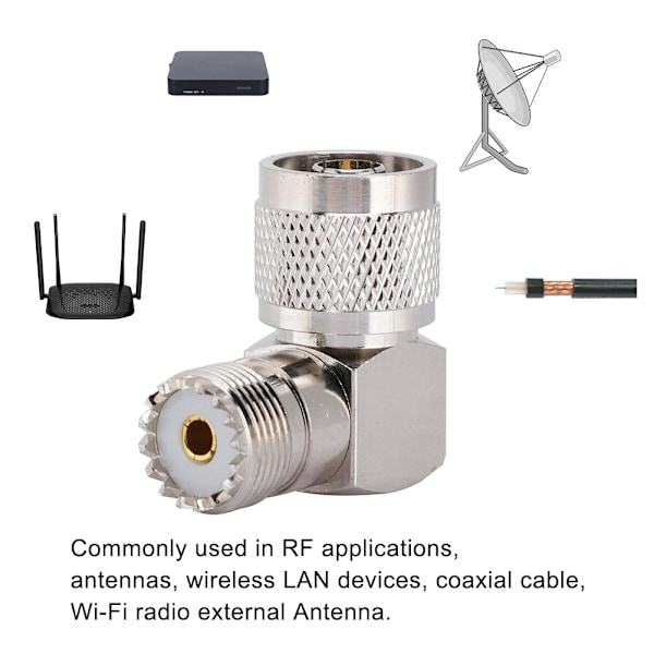 N-uros naar M-naaras 90 asteen kulma koaksiaaliadapteri antenniadapteri UHF-liittimelle