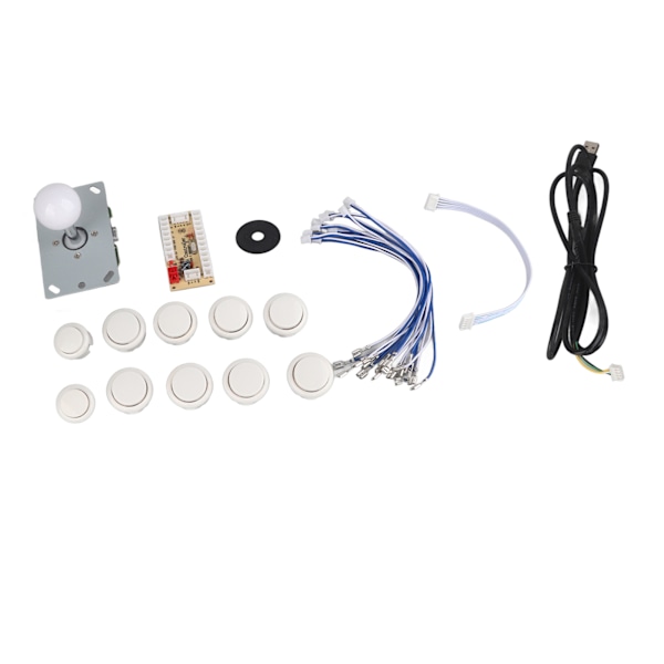 Arkadspel DIY-delar kit Zero Delay USB-kodare JoyStick-knapp för Mame-spel (vit)