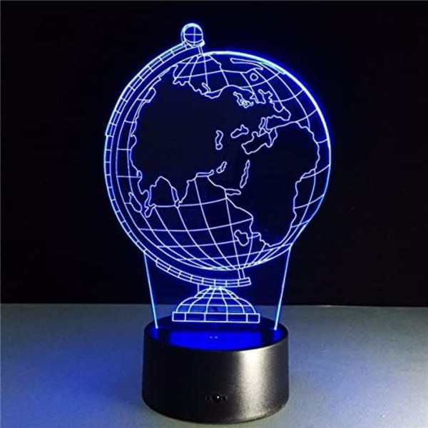 Jordklode DIY Atmosfære LED Lampe 3D Illusion Kreativ Dekorativ Natlampe USB Ferie Natlys med 7 Farver
