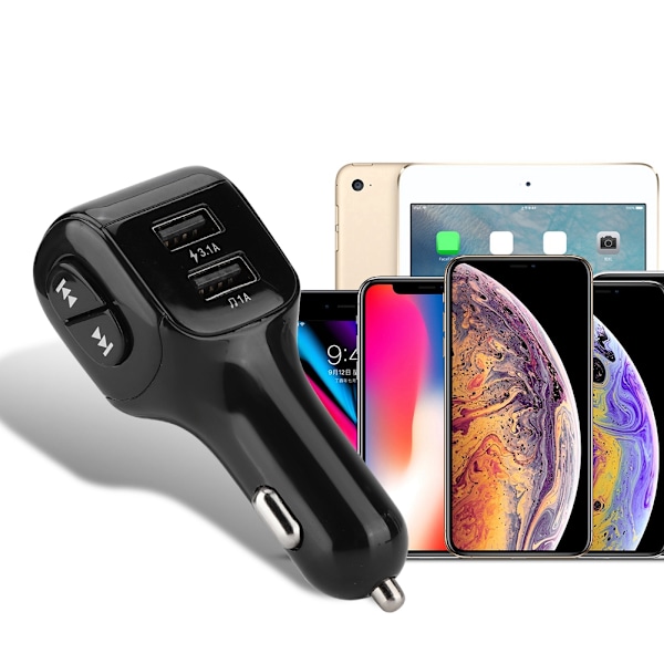 Dobbelt USB-port oplader bil FM trådløs Bluetooth MP3 HD-afspiller håndfri opkald