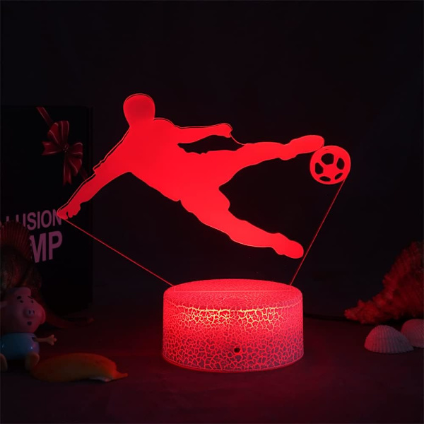 3D Fotball Nattlys Bordlampe Optisk Illusjon Lamper 7 Farge Skiftende Lys LED Bordlampe Jul Hjem Kjærlighet Bursdagsgave