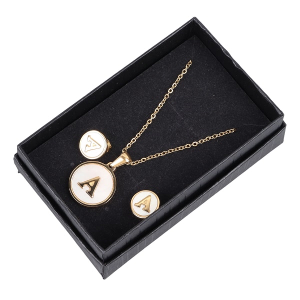 Alphabet Necklace Set 18K Stainless Steel Pendant Necklace Earrings Studs Fashion Jewelry