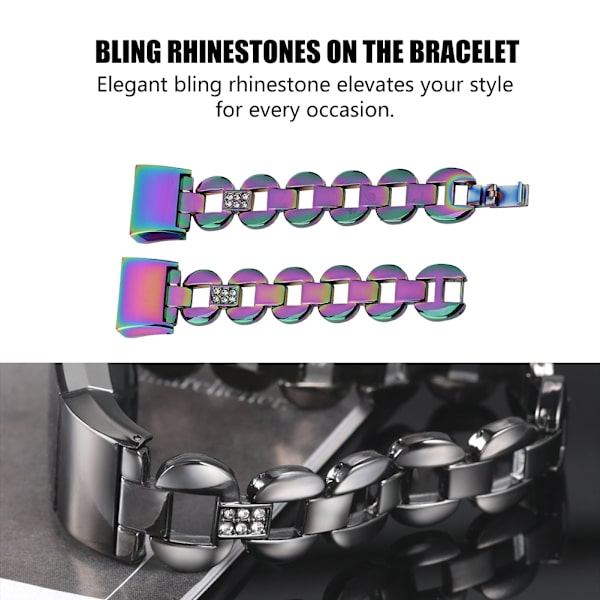Metal armbåndsurrem udskiftning med rhinstenrem til Fitbit Charge 2 farverig og hvid