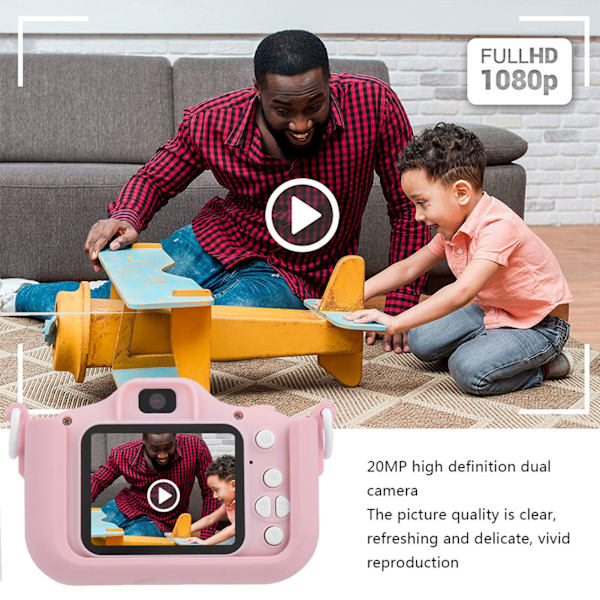 Barnkamera 2400W Pixel Cartoon Digital DV Tar Bilder Leksak Semestergåva Rosa
