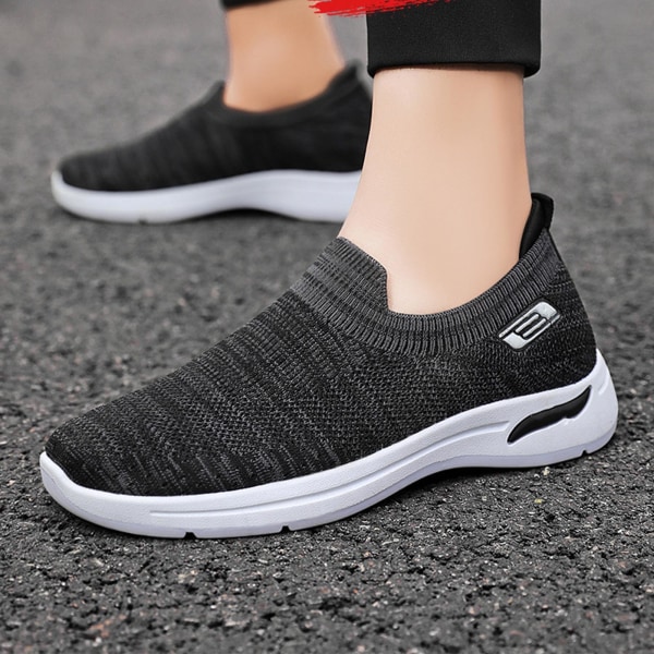 Herr Mesh Sneakers Andningsbara Bekväma Dämpande Fällbara Mjuka Sulor Snygga Herr Casual Skor Black 41