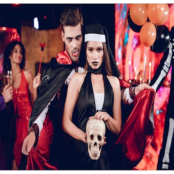 Maklulu Halloween Vampyyriviitta Asu Aikuisten Halloween Asu Viitta Musta ja Punainen Käännettävä Pystykaulusviitta 140cm