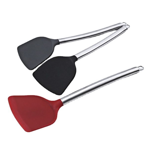 Silikonspatel i rostfritt stål, non-stick, värmebeständig upp till 480°F, livsmedelskvalitet, BPA-fri, spatel för fisk, ägg, pannkakor,