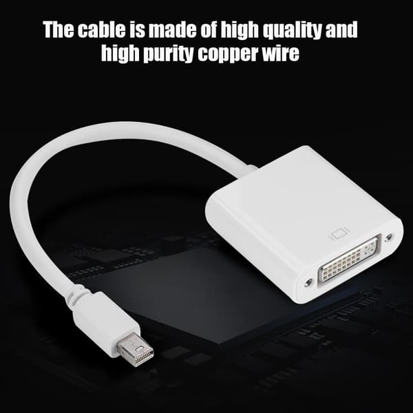 Mini DP DisplayPort til DVI HD Adapter Konverter Kabel 0.2M Hvid