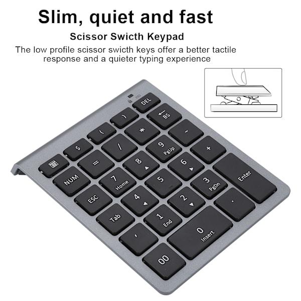 28 tangenter 2,4G Mini Numpad Trådlöst numeriskt tangentbord Liten tangentbord (Järngrå)