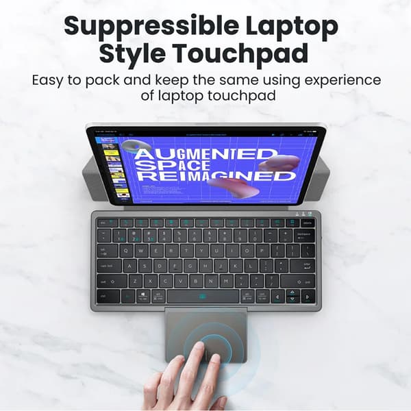 Multi-enhed foldbart Bluetooth-tastatur med touchpad Genopladeligt trådløst tastatur med touchpad Foldbart etui til Ipad PC