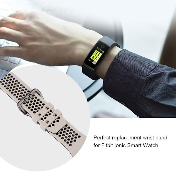 Silikon Sport Armband Ersättning Färg Rem för Fitbit Ionic Stor Storlek Ris Vit och Svart