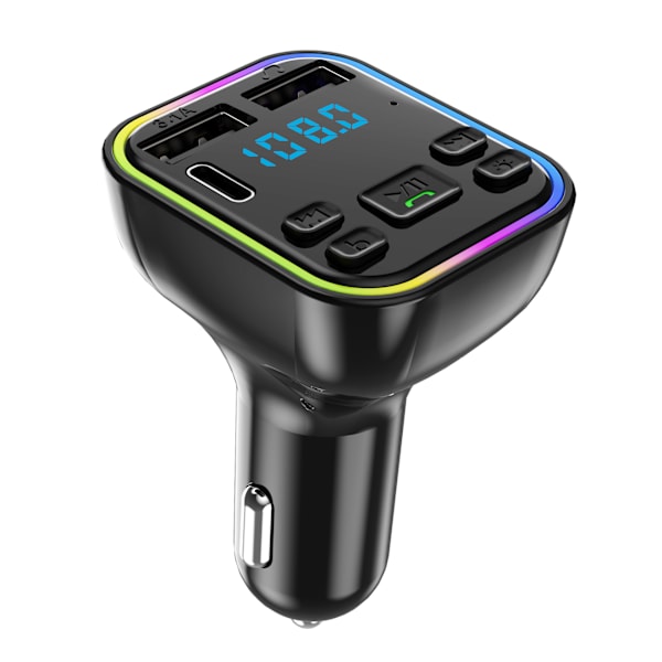 2023 Bluetooth 5.3 FM-sender til bil, stærkere dobbelt mikrofoner dyb baslyd, 48W PD&QC3.0 billader Bluetooth-adapter