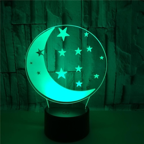 Qinwei Moon 3D nattlampa 3D Illusion Led-lampa 16 färger dimbar med fjärrkontroll  Touch --- Svart säte