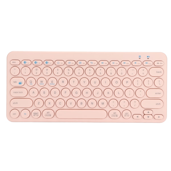 Trådlöst tangentbord 78 tangenter Runda knappar Slim kompakt Retro Tyst Bluetooth-tangentbord för hemmakontor Resor Pink