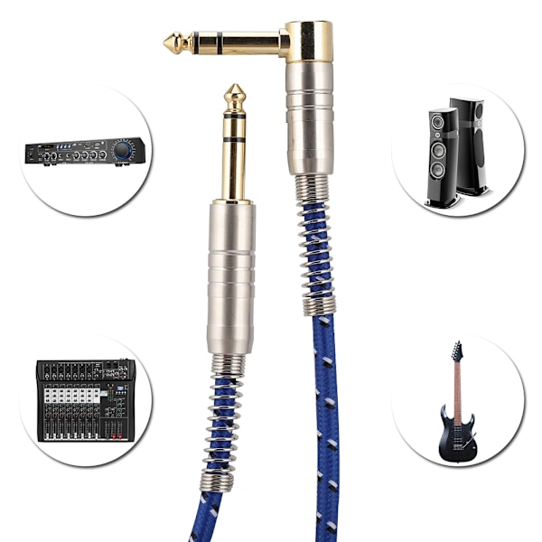 6,35 mm hann til hann rett hode til albuehode stereo lydkabel pluggadapterledning (10 m)