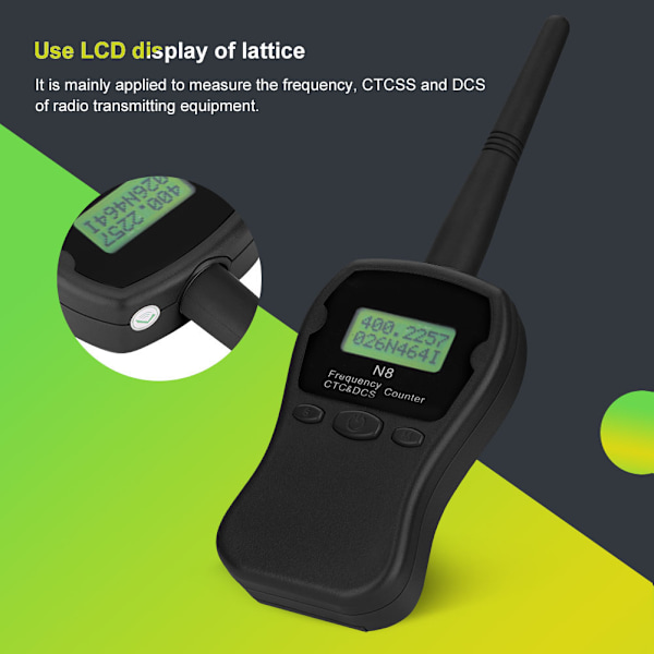 Handhållen frekvensmätare räknare testare enhet Walkie talkie Analog Subtone (Svart)