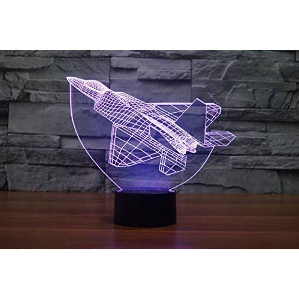 3D Flyvemaskine Fjernbetjening 16 Farve Natlys Illusion Akryl LED Bord Sengelampe Børneværelse Skrivebords Dekoration Fødselsdagsgaver Legetøj til Børn