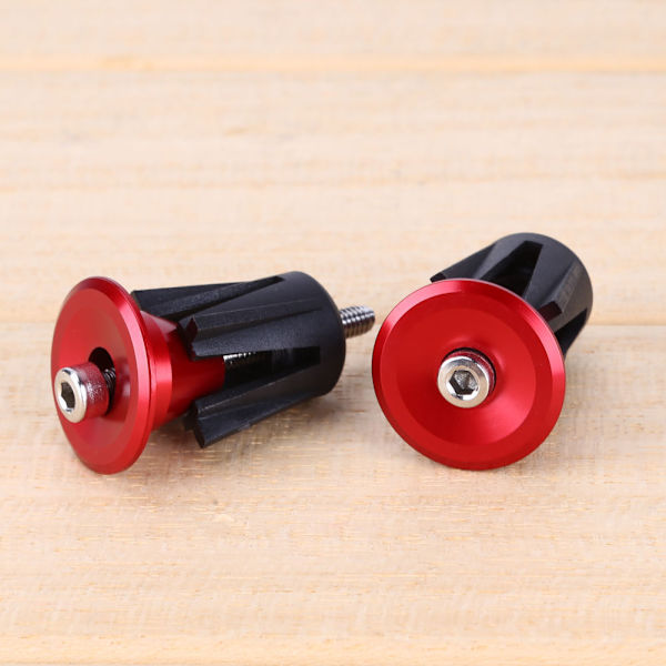 Styrändeplugg i aluminiumlegering för mountainbike, cykel, styre, ändplugg (röd/2-pack)