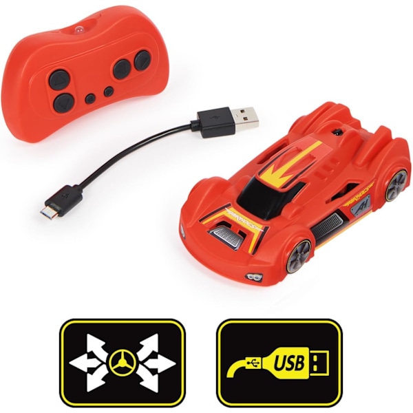 Air Hogs, Zero Gravity Sprint RC Bil Väggklättrare, Röd USB Micro B Uppladdningsbar Inomhus Vägg Racer, Över 4-Tum, Barnleksaker för Barn i åldern 4 och uppåt