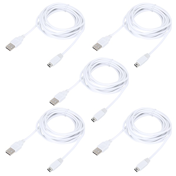 5 kpl 3 m:n USB-datakaapeli WIIU-pelikonsolin latauskaapeli Pelilisävarusteet
