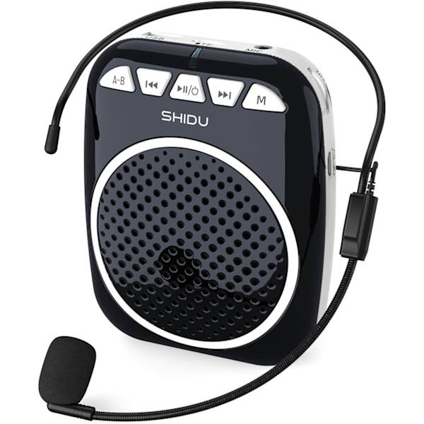 Röstförstärkare, 10W Högtalare med Mikrofonheadset Bärbar Uppladdningsbar PA-system Stöd för Bluetooth TF U-disk Uppspelning för Lärare Black