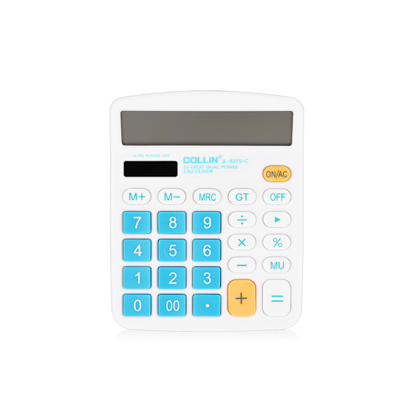 Lommeregner til studerende, 12-cifret lommeregner med dobbelt LCD-display og automatisk slukning (blå)