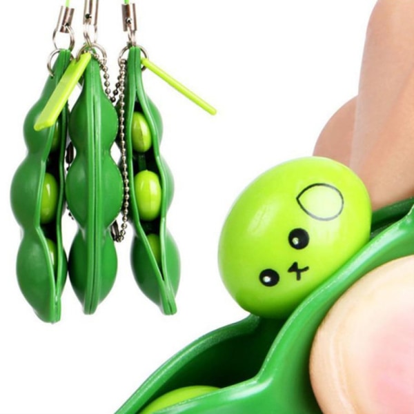 3-pack Edamame Nyckelring Leksaker Nyckelring Pea Nyckelring Sojabön Leksaker Present Dekompression Pea Pod Keychain