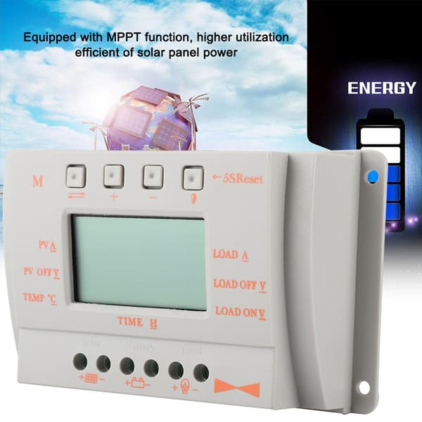 12V intelligent solcellelader MPPT solcellekontroll med LCD-skjerm (20A)