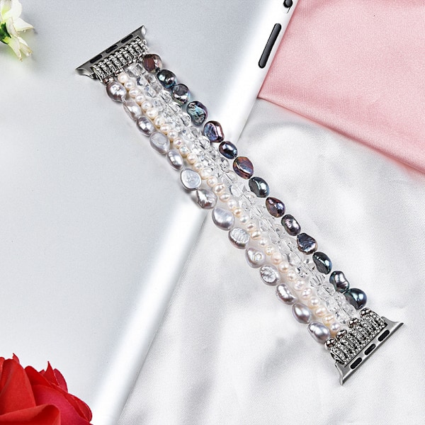 Pärlarmband för Apple Watch Band 42/44/45mm Serie 8 7 SE 6/5/4 Fashion Söt Handgjord Pärla  Stretchig Klockarmband