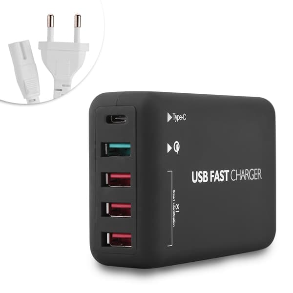 Multiport 4 USB-grænseflader QC 3.0 USB-væghurtigopladerstation Strømadapter