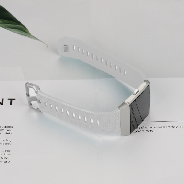 Silikonarmband för smartklocka, ersättning för Fibit Ionic (vit, stor)