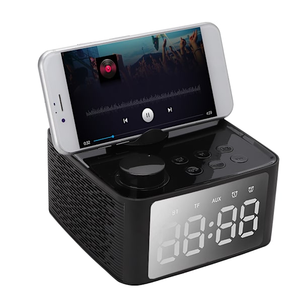 B1 Bluetooth 5.0 -kaiutin Monitoiminen langaton digitaalinen LED-näyttö Minikello (Musta)