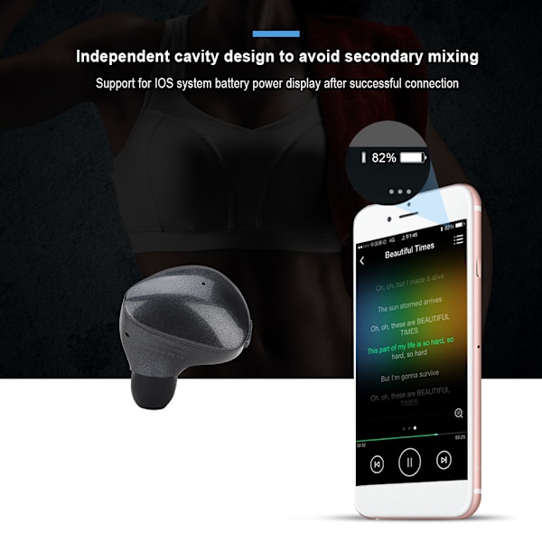 REMAX RB-T21 Mini langaton yksikorvainen kuuloke Bluetooth 4.1 Stereo urheilukuulokkeet musta