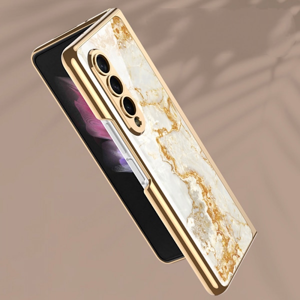 Ultra-tunt skal i härdat glas till Samsung Galaxy Z Fold 4 - skyddande fodral med fashionabelt galvaniserat PC-baksida