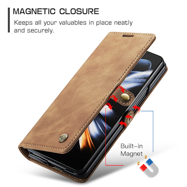 Galaxy Z Fold 4 5G lompakko kotelo miehille ja naisille, PU nahkainen magneettinen läppäkotelo 3 korttipaikalla ja jalustalla