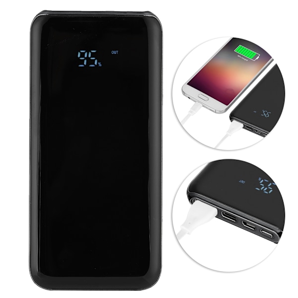 LED-display Powerbank med flerstegs skydd 8000mAh Bärbar laddningsbank - Grå
