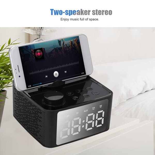 B1 Bluetooth 5.0 Højttaler Multifunktion Trådløs Digital LED Display Mini Vækkeur (Sort)