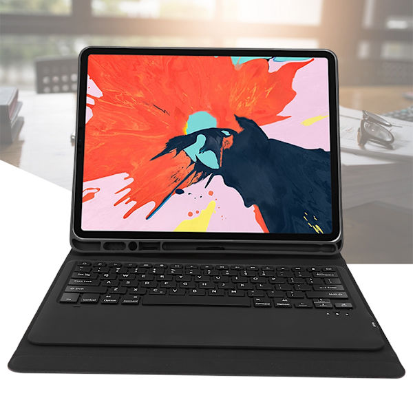 Irrotettava langaton näppäimistö PU-nahkakotelo Kynäteline iPad Pro 12.9 tuumaa (musta)