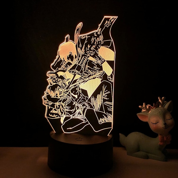 Anime Led -valo Ketjusahuri Mies Makuuhuoneen Koristeeksi Yövalo Syntymäpäivälahja Huoneen Sisustus Pöytä 3D Lamppu Ketjusahuri Mies