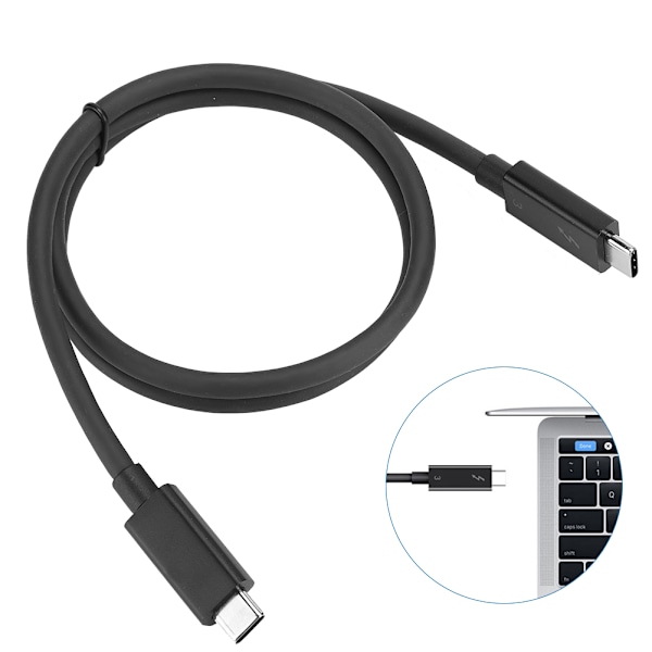 Datakabel Dubbel Adapter Snabbladdningskabel 40 Gbps Hög Hastighet 5K HD-skärmkabel för Thunderbolt3 Svart 0,7 m