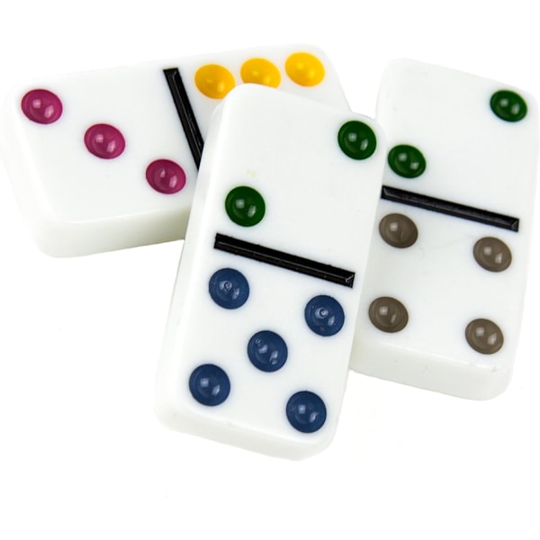 Dubbel 6 Domino Set med färgade prickar - Vit Domino 28-delad set leksak i plåtburk - Sex prickar Domino Match & pedagogiskt spel
