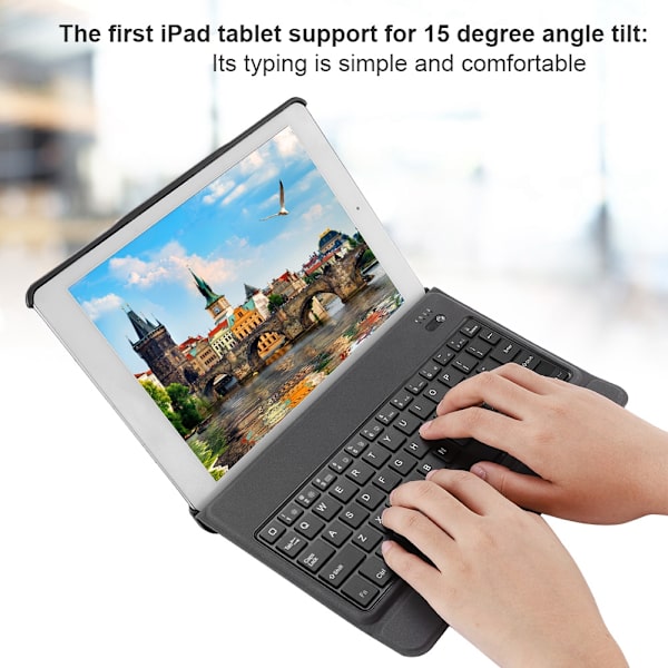Ultraohut kannettava langaton Bluetooth 3.0 -näppäimistö vedenpitävällä liitännällä iPad 9.7:lle, musta