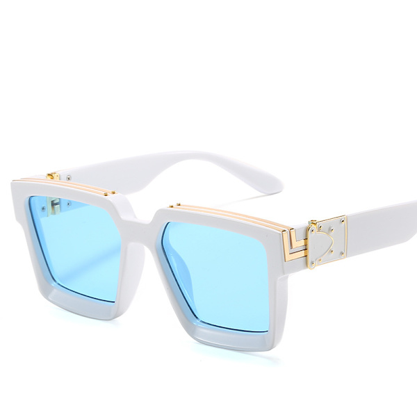 Sommer Strand Disco Solbriller Briller Generøs Ramme Solbriller Mænds Og Kvinders Solbriller White Blue