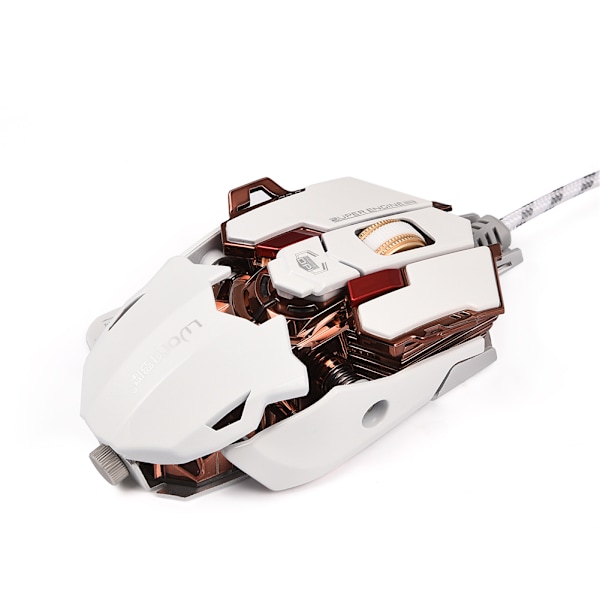 LUOM Ergonomisk USB-kabelansluten spelmus 10 programmerbara knappar Justerbar DPI LED-ljus Vit