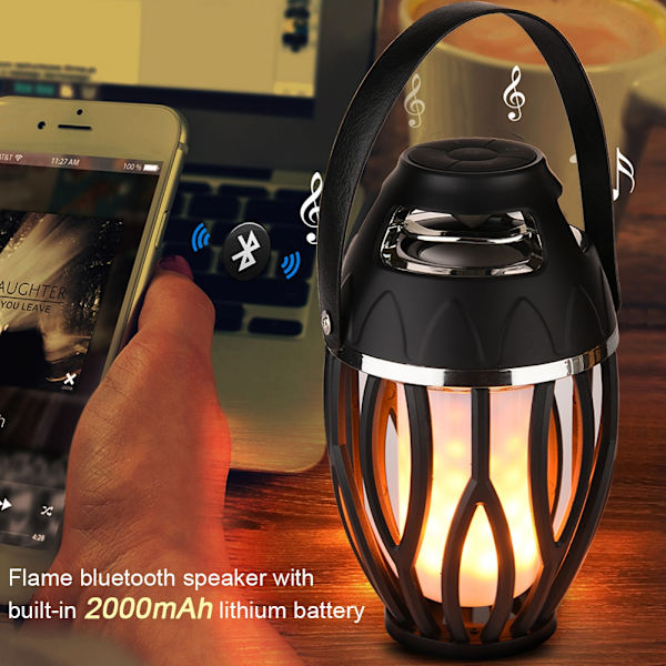 Bärbar LED-flamlampa Högtalare Utomhus Trådlösa Bluetooth-högtalare